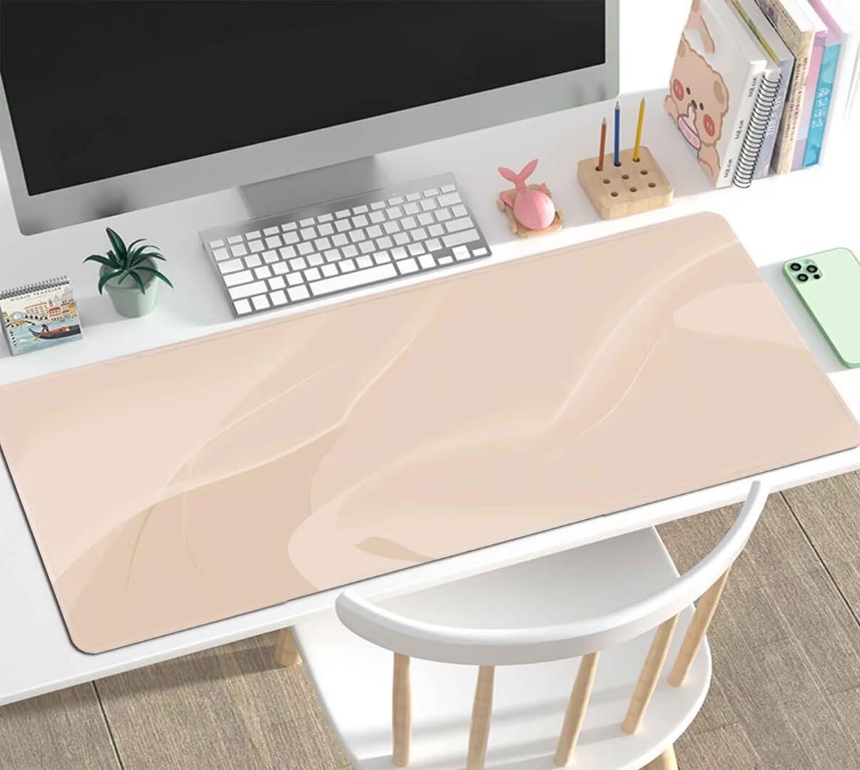 Alfombrilla Ratón XXL Gaming, Alfombrilla Escritorio 900x600x4mm, Mouse Pad Mat XXL Antideslizante, Alfombrilla Raton Base de Goma Tapete Rato Gamer Mousepad XXL para PC, Oficina Accesorios Beige J-84