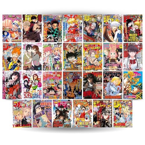 Image of Yellow Town India Anime Vintage Magazine Style Cover Posters - Set of 27 | A6 Size Wall Collage Kit for Boys & Girls | 300 GSM Gloss Prints | Dorm Room, Bedroom, Study Wall Decor | Free Wall-Friendly Glue Sheets