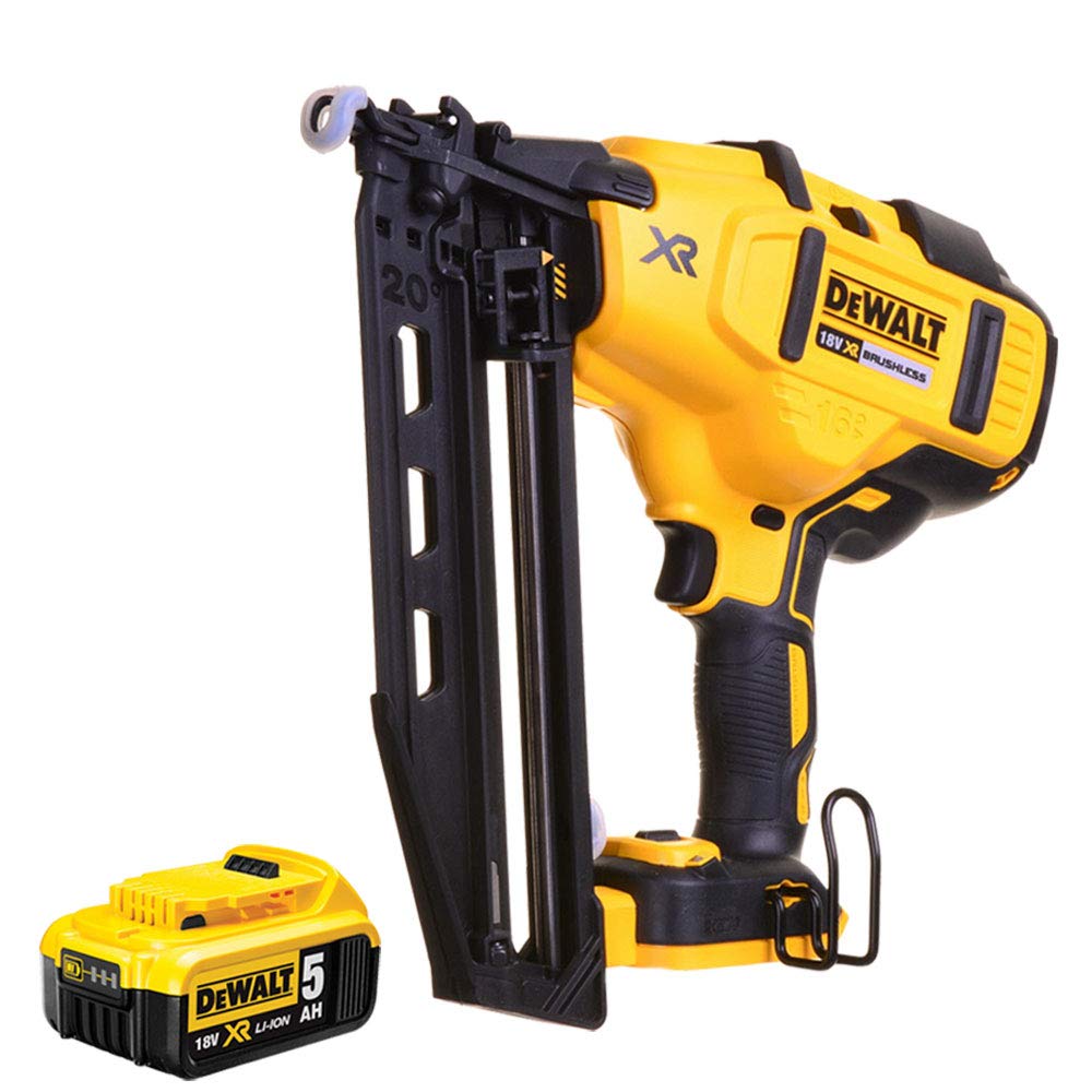 Dewalt Yellow Dcn660n 18V Xr Brushless Second Fix Nailer With 1 X 5.0Ah Batteries