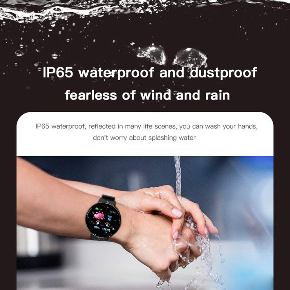 KANBUN Reloj inteligente para hombres y mujeres, presión arterial, redondo, resistente al agua, deportivo, rastreador de fitness para Android Ios, negro (negro)