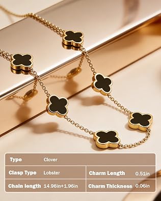 Clover Necklace 18K Gold Plated Pendant Necklaces for Women