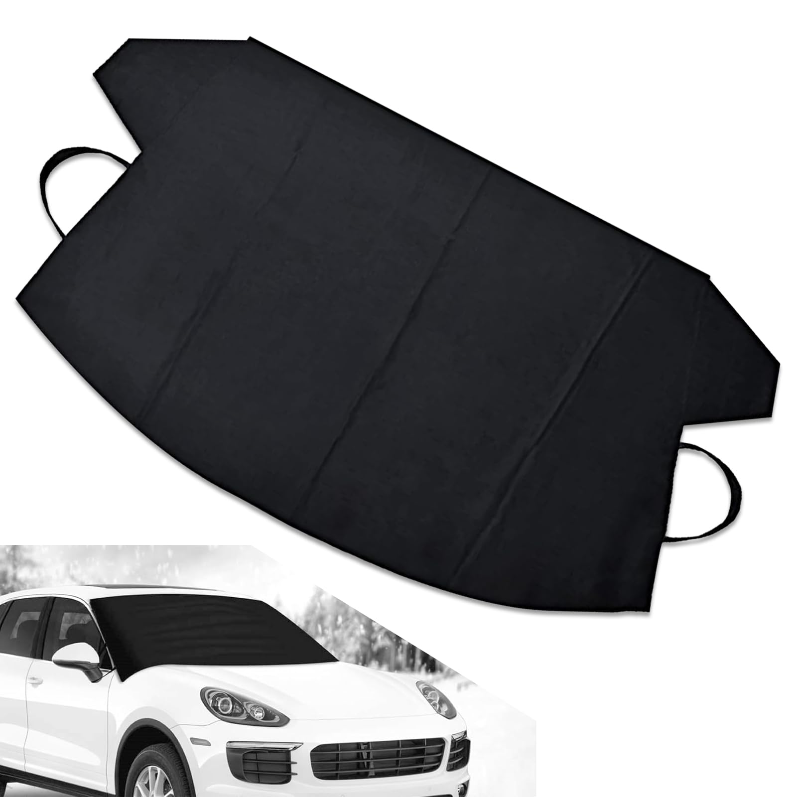 Dawfall - Funda para parabrisas de nieve, resistente a las heladas y al agua, para todo tipo de clima, tela Oxford 600D, antirrobo, universal, plegable, para exteriores, color negro