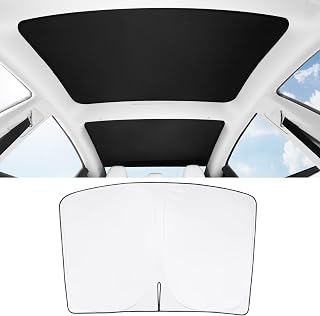 BASENOR 2017-2026 Tesla Model Y Model 3 Windshield Sunshade and Model 3 Glass Roof Sunshade with Storage Bag Sunroof