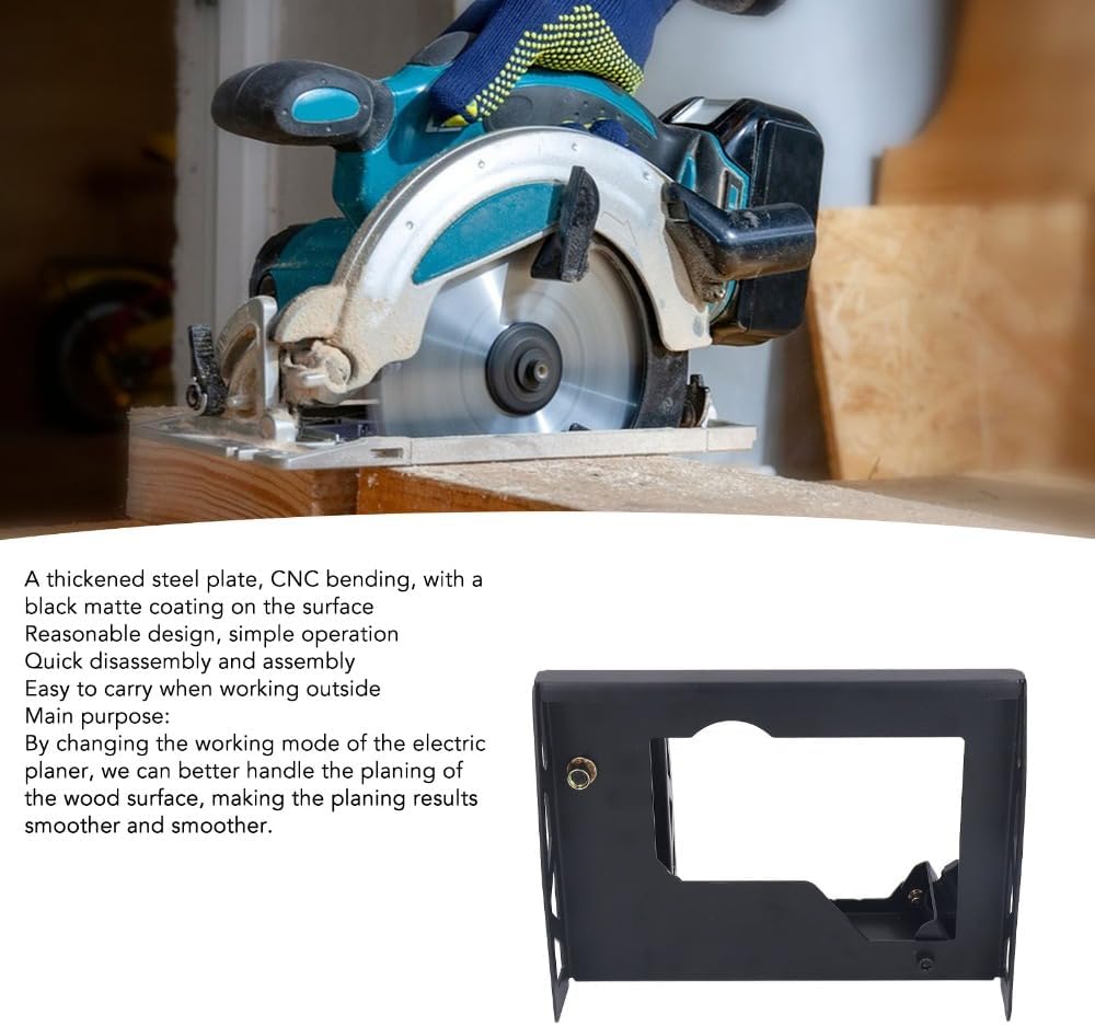 Support Shelf, 10.16x6.38x7.87in Steel Plate Planer Stand, Adjustable Flip Bracket with Wrench Screw, Black Matte Stable Stand for Woodworking DIY