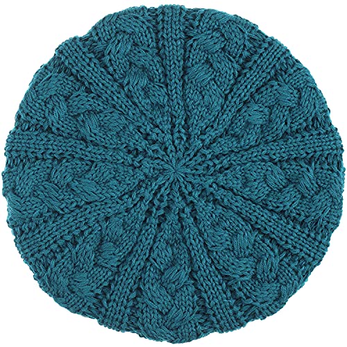 BYOS Womens Winter Cozy Cable Fleece Lined Knit Beret Beanie Hat (Set Available)