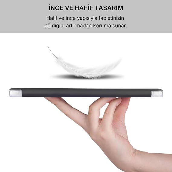 Klasse Apple iPad 10.2 inch (2019/2020/2021) Models with Fully Compatible Sleep Mode, Apple Pencil Pencil Holder, Trifold, Flexible, Matte, Shockproof Smart Tablet Case (Black)