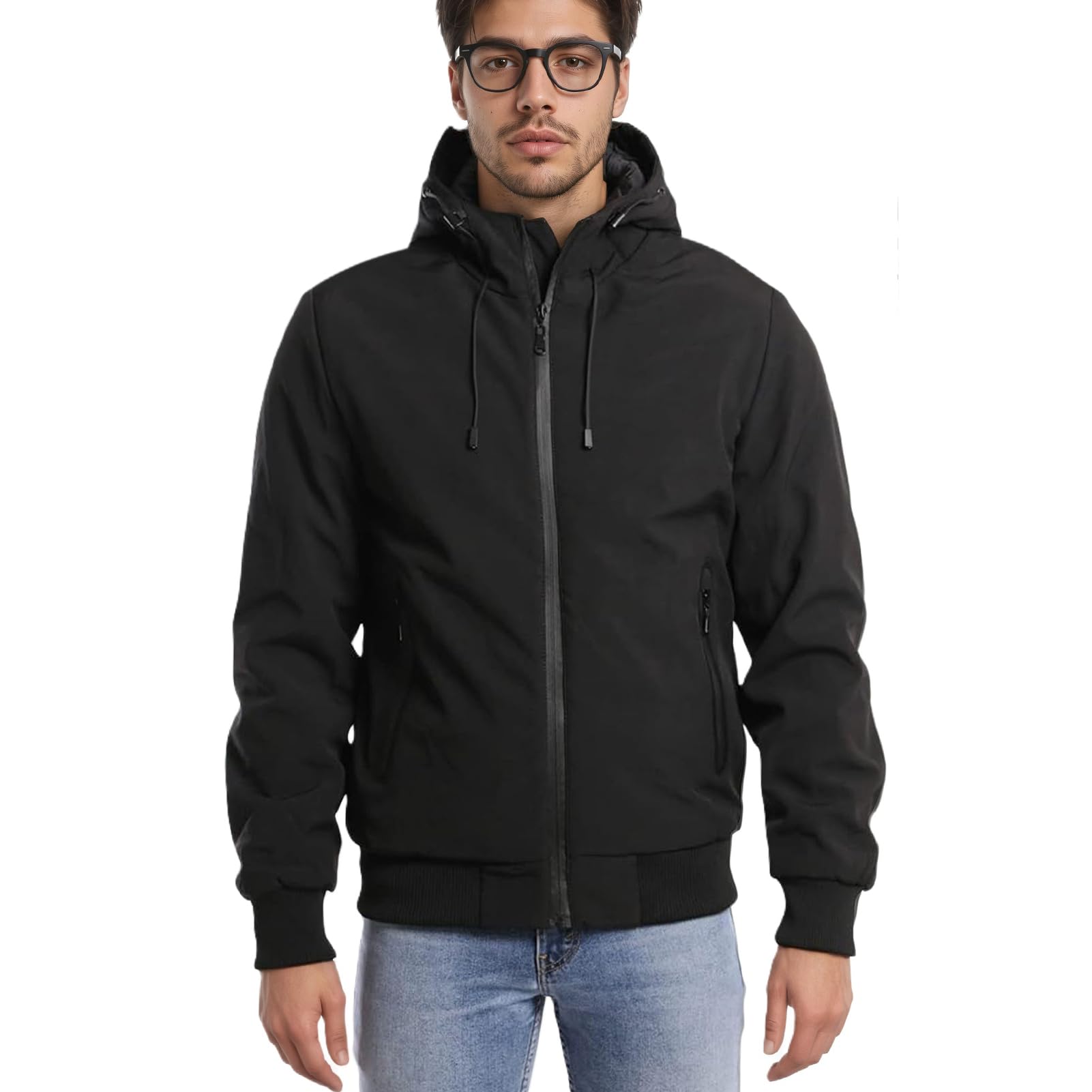 TONY BACKER Giacca Jacket Uomo Invernale Softshell Impermeabile Antivento con Cappuccio Giacca Calda Giubbotto Uomo Trekking Casual 3351