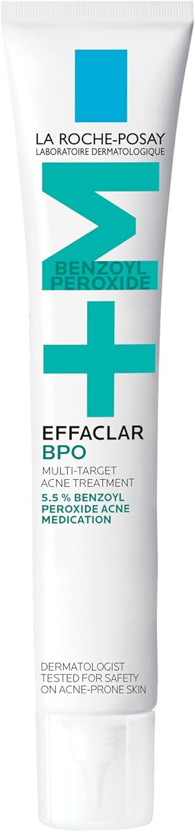 Effaclar BPO Multi-Target Acne Treatment with 5.5% Micronized Benzoyl Peroxide, Acne Cream for Face, Targets Oily Skin, Blackheads & Prevents Pimples