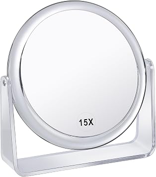 15X Magnifying Makeup Mirror for Desk Double Sided 1X/15X Desk Mirror,Portable Table Small Standing Magnifying for Cosmetic