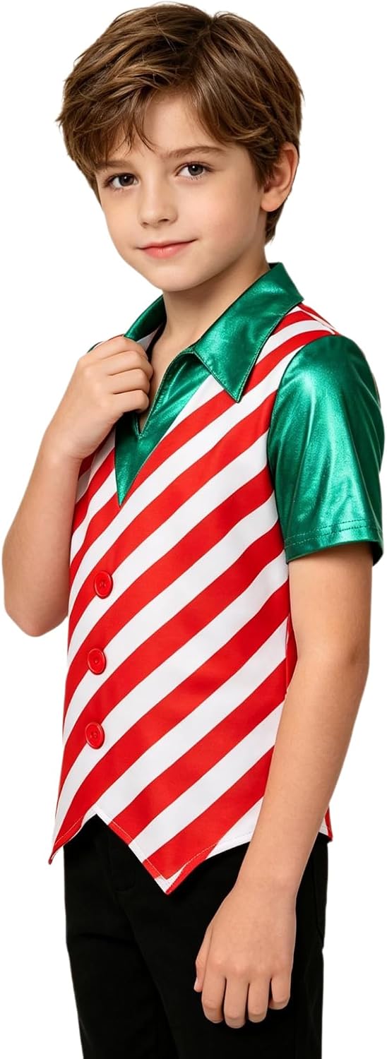 Christmas Shirts for Boys V Neckline Mr Santa Dress-up