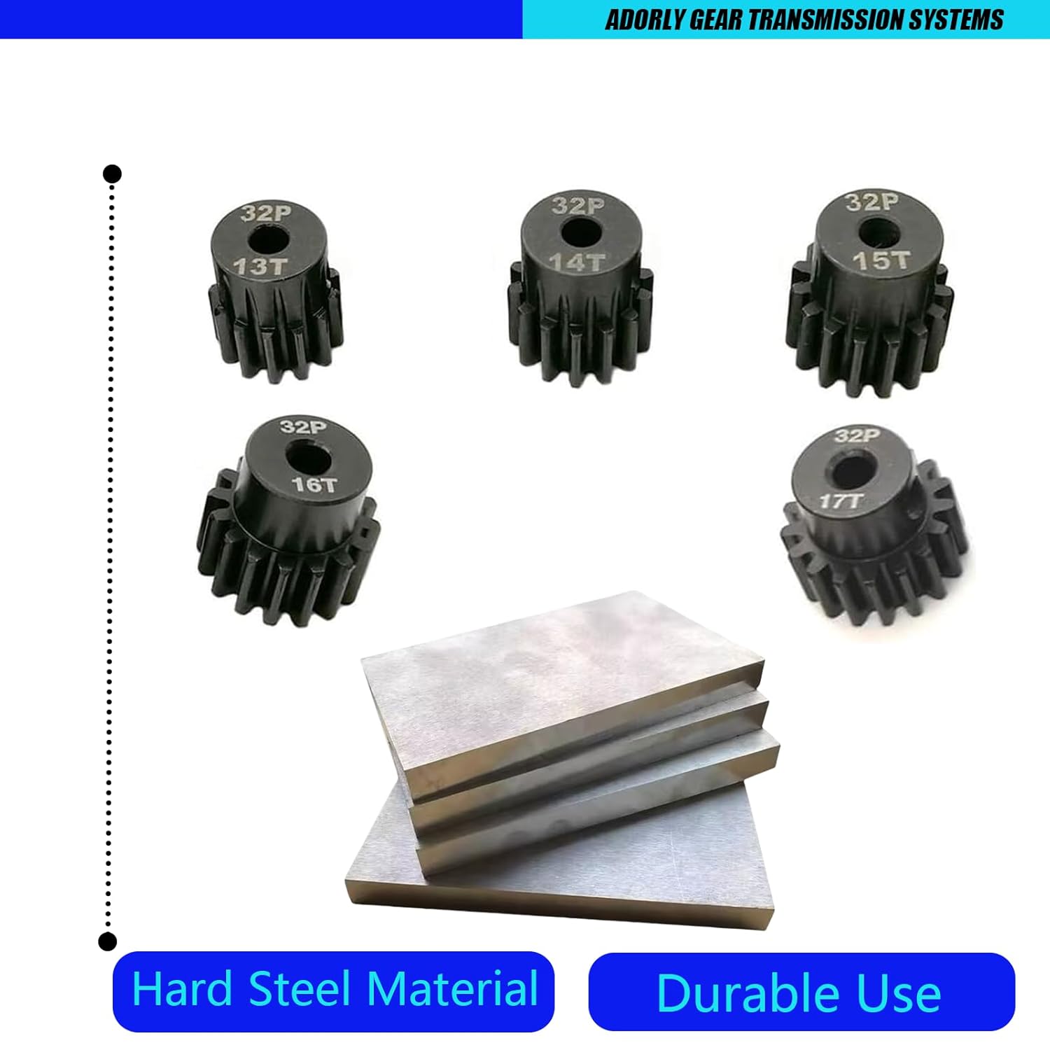 32P 5mm Rc Pinion Gear Set 13T 14T 15T 16T 17T for 1/10 Arrma Big Rock Granite Senton Vorteks Gorgon Typhon Vendetta 3S Kraton Outcast Fury 1/8 Mojave 4S