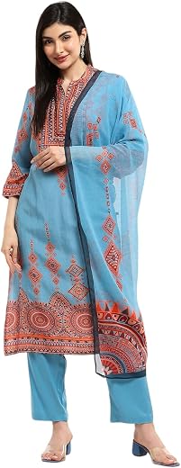 BIBA Women Modal Blend Straight Printed Suit Set