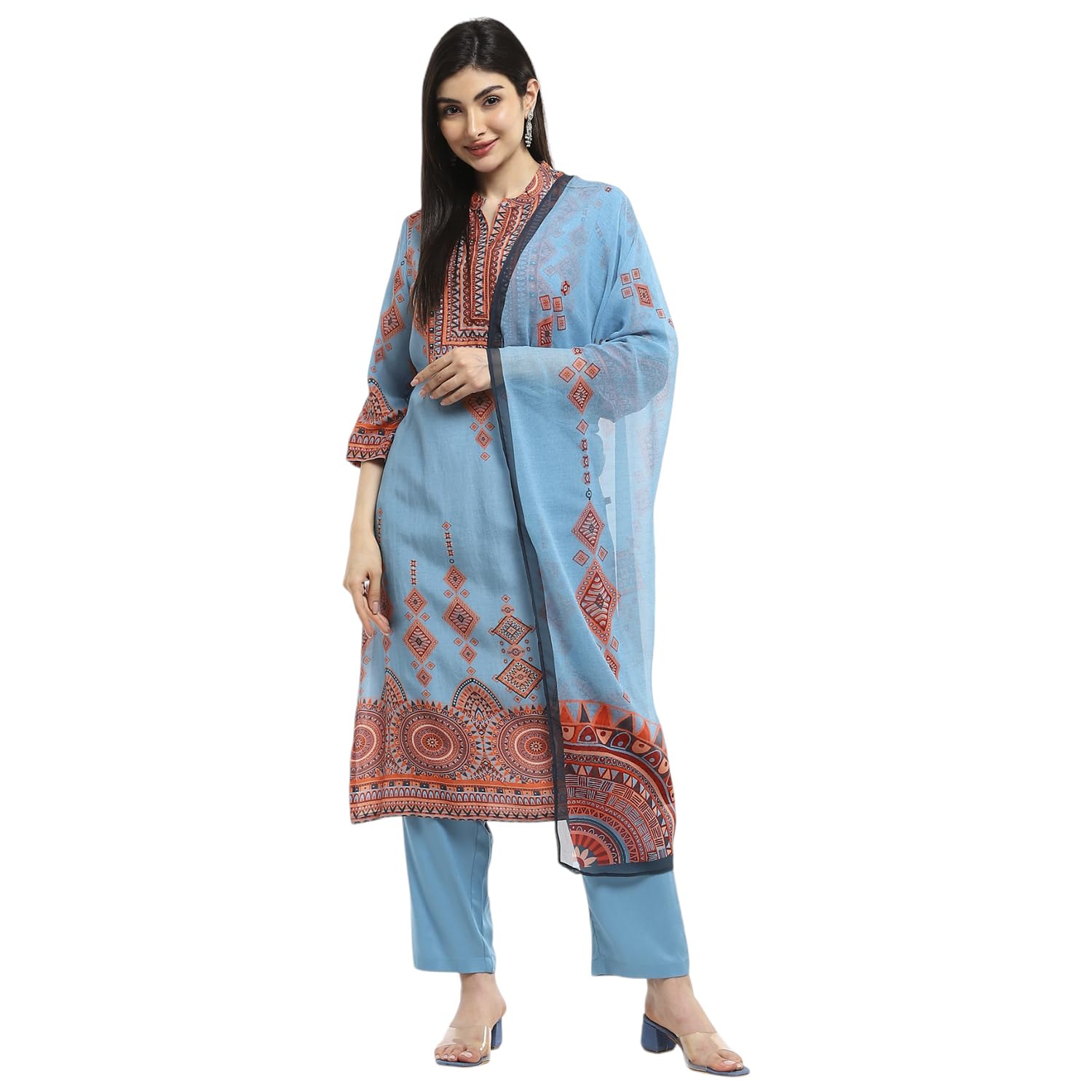 BIBA Women Modal Blend Straight Printed Suit Set