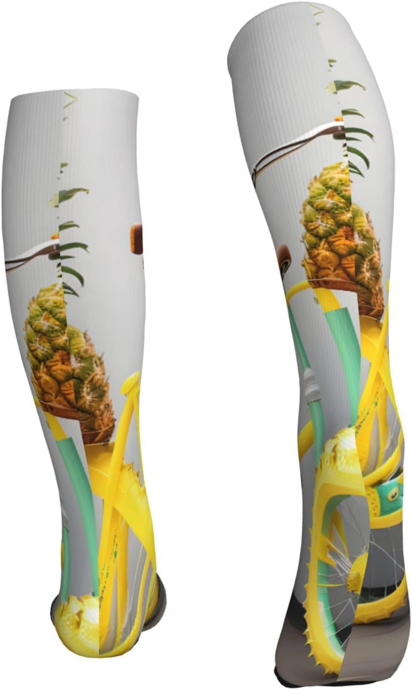 Pineapple Bike Print Compression Running Socks For Men And Women Athletic Socks For Everyday Use Socks