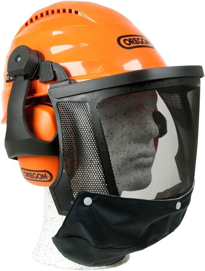 Oregon 562413 Waipoua Casco Profesional de Seguridad para Motosierra con Orejeras y Protector Facial, Equipamiento de Seguridad para Trabajar, Naranja