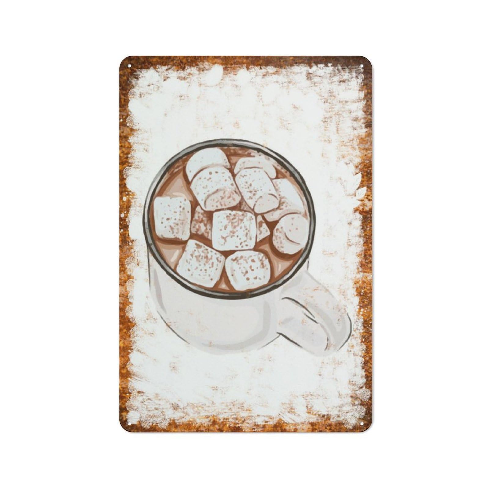 peiyeety Metal Tin Sign Hot Chocolate With Minimallows Pattern Vintage Rustic Wall Art Kitchen Bathroom Bedroom Living Room Cafe Farmhouse Office Garage Home Bar Laundry Room Porch 6x8 Inch