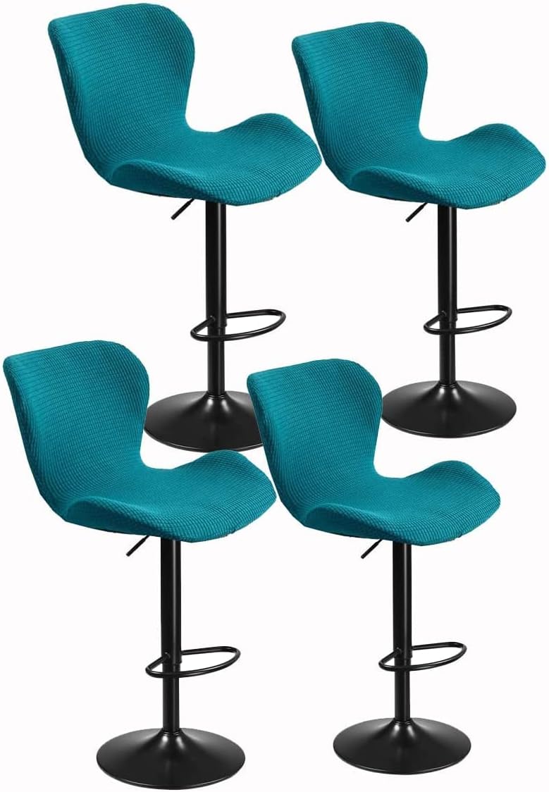 Bar Stool Cover with Backrest Set of 1/2/4/6 - Scandinavian Stretchable Kitchen & Counter High Chair Cushion Curved Design for Comfort