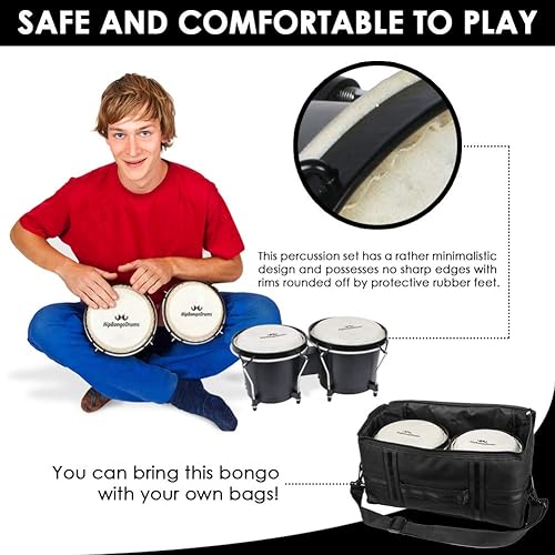 Miniatura 10 de Bongo - Juego de batería para adultos, niños, principiantes, profesionales, embalaje mejorado, juego de instrumentos de percusión sintonizables de 6