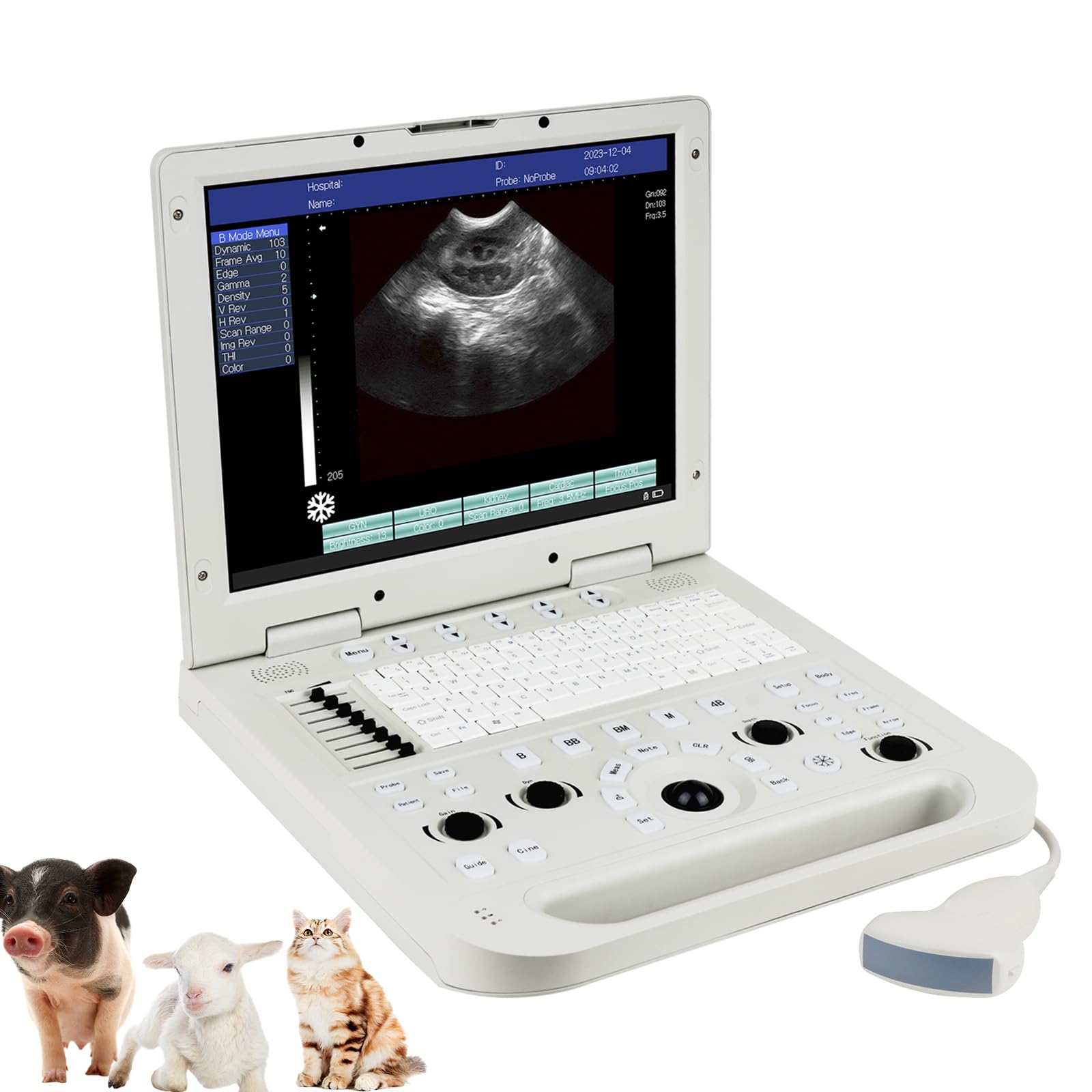 SUNBESTA N20 Portable Full Digital Black and White Ultrasound Machine Veterinary Equipment for Pet Clinic Canine Ultrasound with 3.5MHz Convex Probe,Rabbits,Sheep,Dogs,Cats,Small Animals