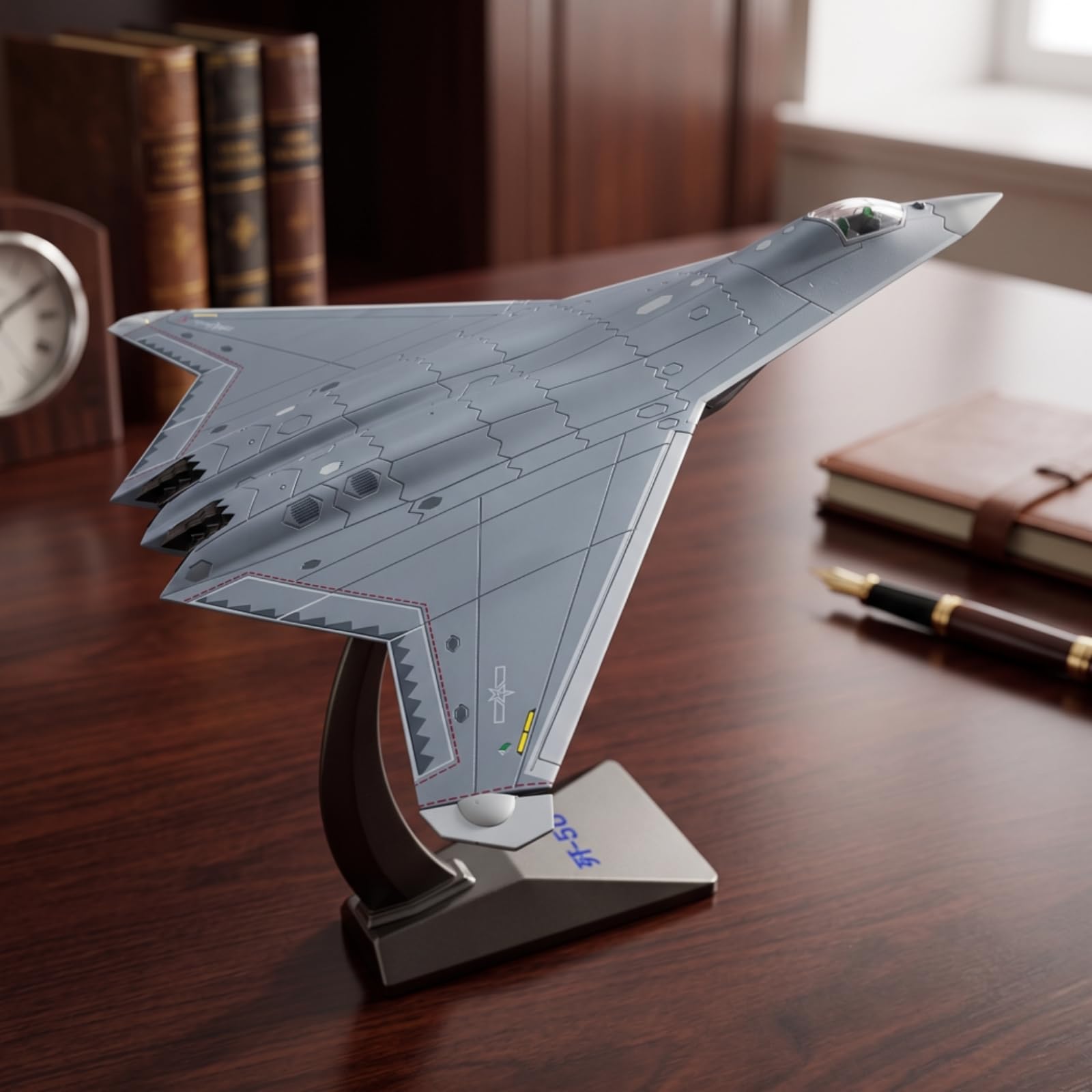 Aereo in Lega Jet Aerodinamico Modellino Aereo Caccia Modello Metallo Aspetto Pressofuso Solido Pannellature Incise Dettagli Fedele con Canopy Chiaro