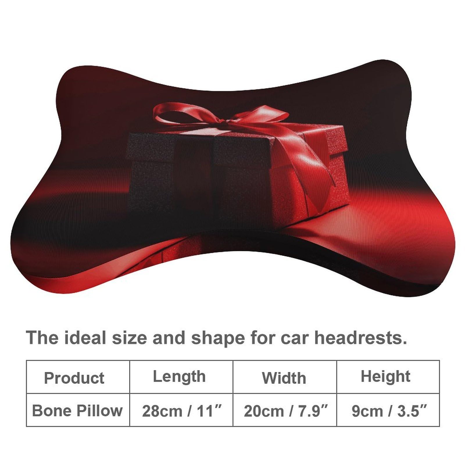 Confezione regalo con nastro rosso, cuscino poggiatesta per auto, confezione da 2, cuscino per il collo con fodera rimovibile lavabile, cuscino da viaggio per auto, autobus, camion, comfort
