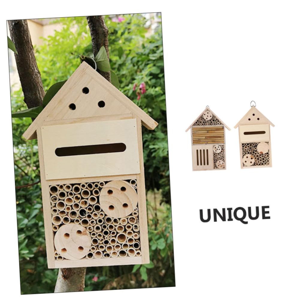 Abaodam 2 Stück Hängendes Insektenhotel für Garten mit Bienenfreundlichem Design und Dekorativer Nisthilfe zur Beobachtung von Bienen und Insekten