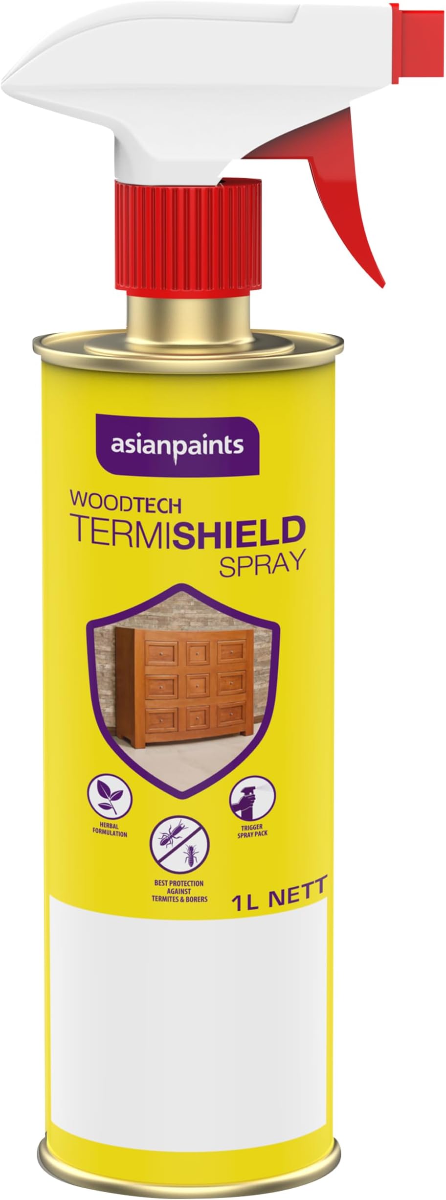Asian Paints Woodtech Termishield Spray, DIY Termite Killer, 1L Trigger Spray, Clear