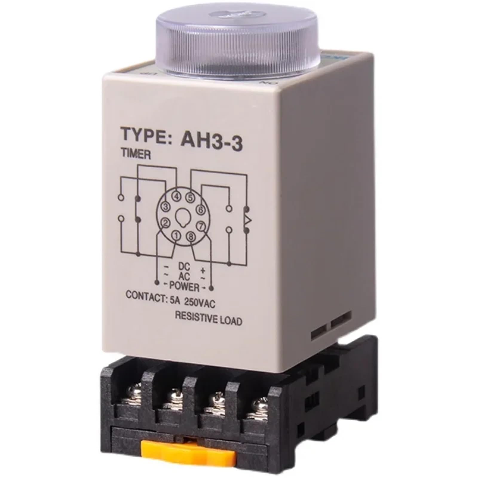 CA 36V 110V 220V 380V 24V Temporizador de retardo Relé 0~60 segundos 0~60 minutos AH3-3 con base de enchufe (1S, AH3-3_380V)