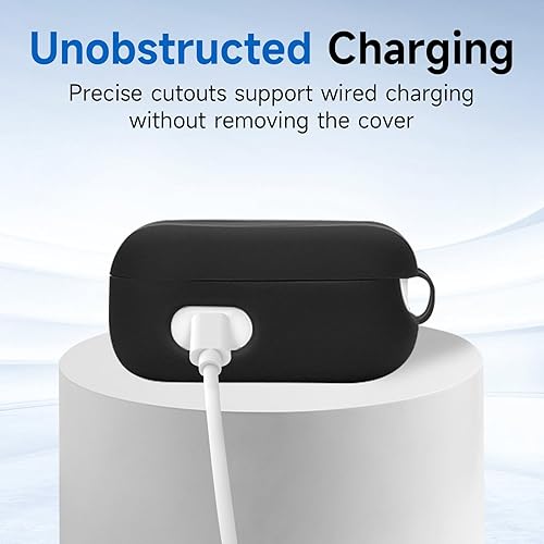 Miniatura 4 de Funda compatible con Echo Buds 2023, silicona suave a prueba de golpes, funda protectora para Echo Buds con mosquetón, LED frontal visible (negro)