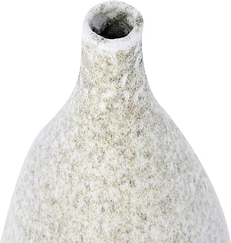 Miniatura 3 de Creative Co-Op Jarrón de terracota de textura mediana con parte superior estrecha y acabado envejecido, 11.75 pulgadas, color crema