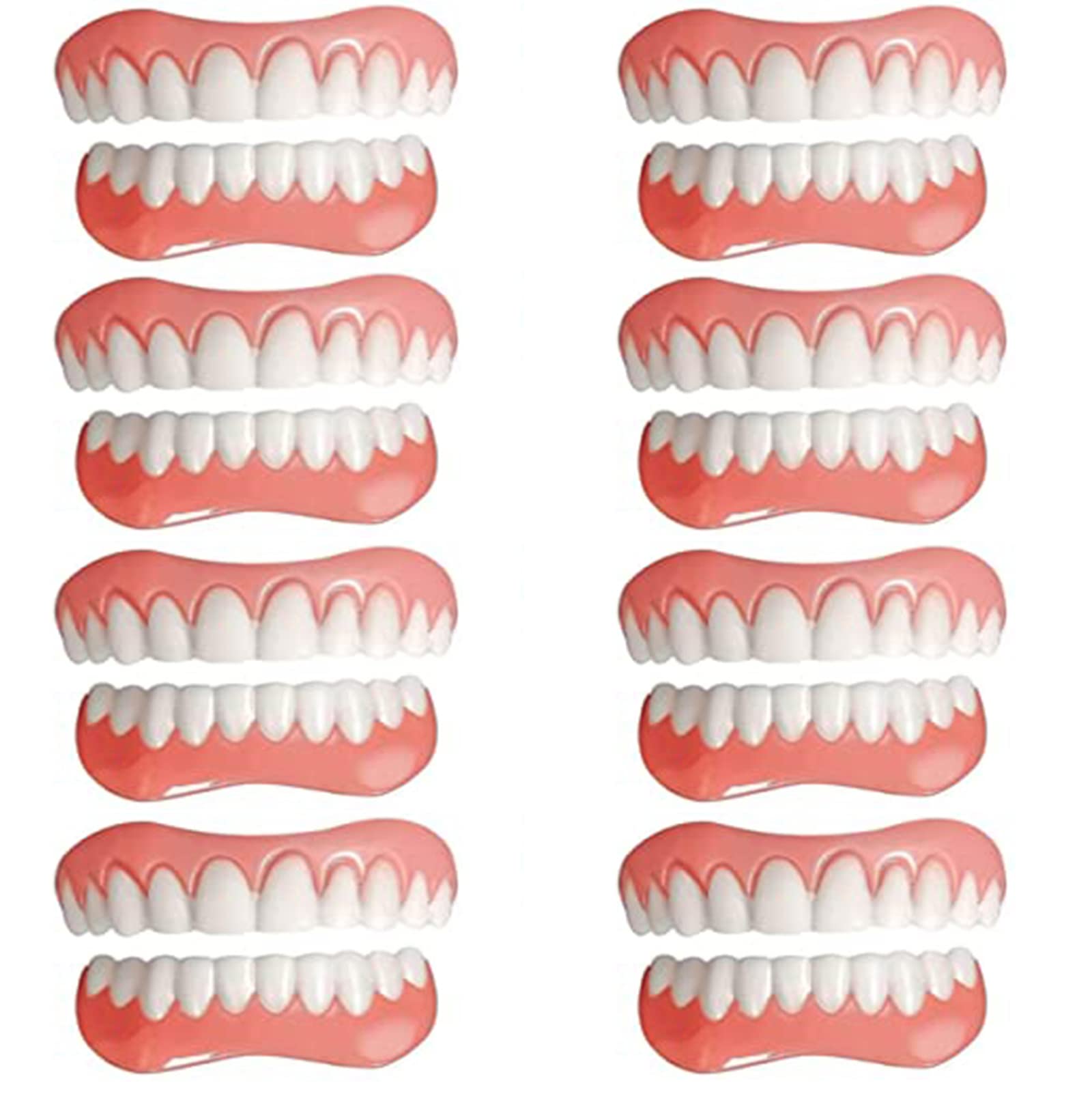 EMERZE Dentures Cosmetic Veneer Dental Silicone Tooth Whitening Temporary Prosthesis Teeth Top Bottom Natural Tone Instant Veneers Dental Prostheses Men And Women,8 pairs