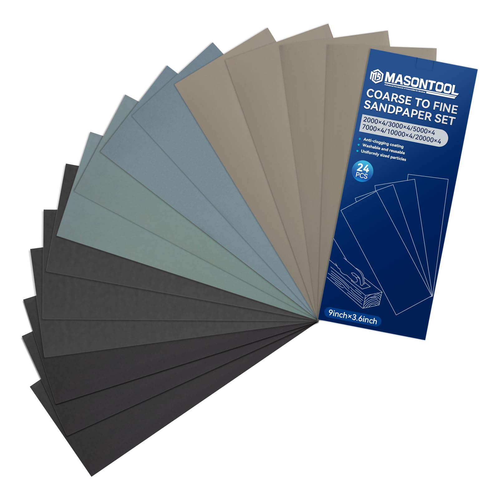 Fine Grit Sandpaper Set - 24 Sheets -1