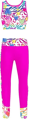 Miniatura 2 de JEATHA Kids Girls Racer Chaleco sin mangas con pantalones Set Gimnasia Yoga Entrenamiento Trajes Activewear Sportswear
