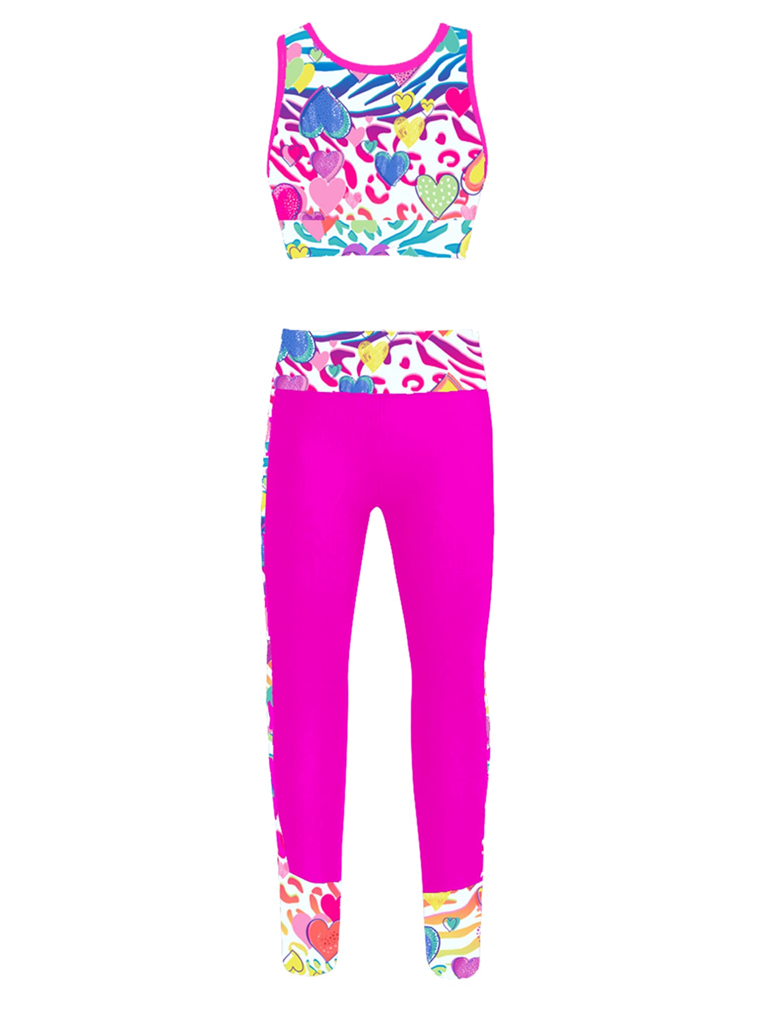 JEATHAKids Girls Racer Vest Tank Top with Pants Set Gymnastic Yoga Workout Outfits Activewear Sportswear