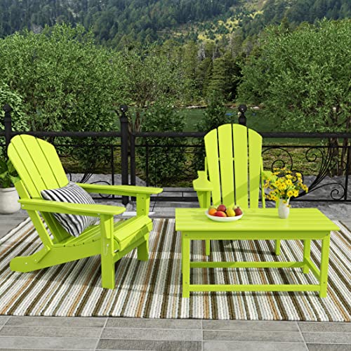 Westintrends Malibu Outdoor Coffee Table, 35" X 17.5" All Weather Poly Lumber Patio Adirondack Coffee Table For Garden Lawn Porch Balcony, Lime #TOP1