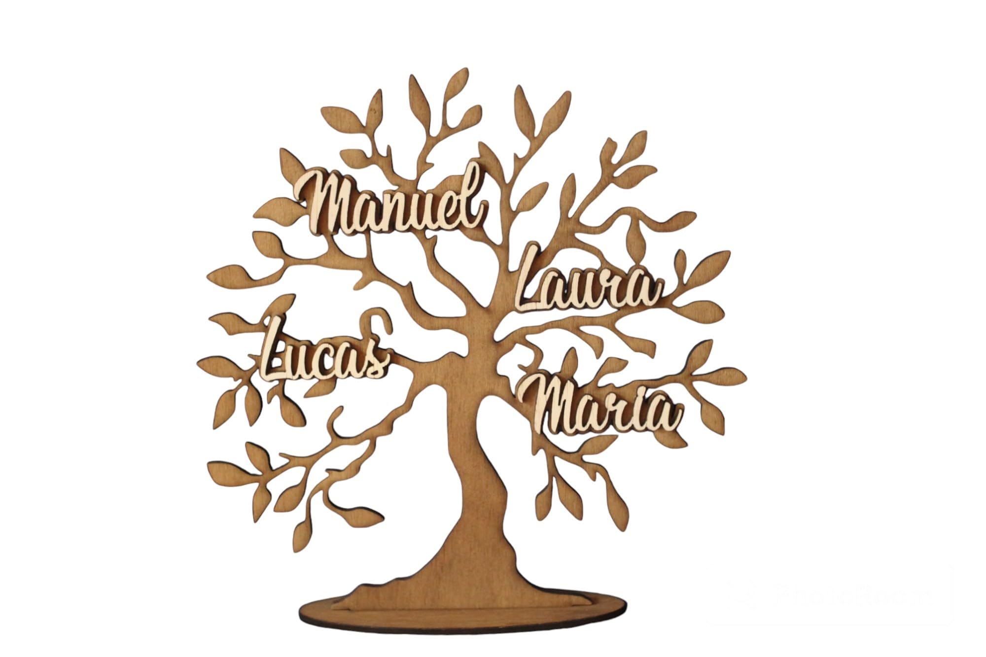 JR Maderas Arbol de la Vida Personalizado con Caja Regalo para Decoracion del Hogar - Adornos Pared Salon - Arbol Genealógico - Hecho 100% de Madera - Idea Original para Regalar Mujer y Hombre.
