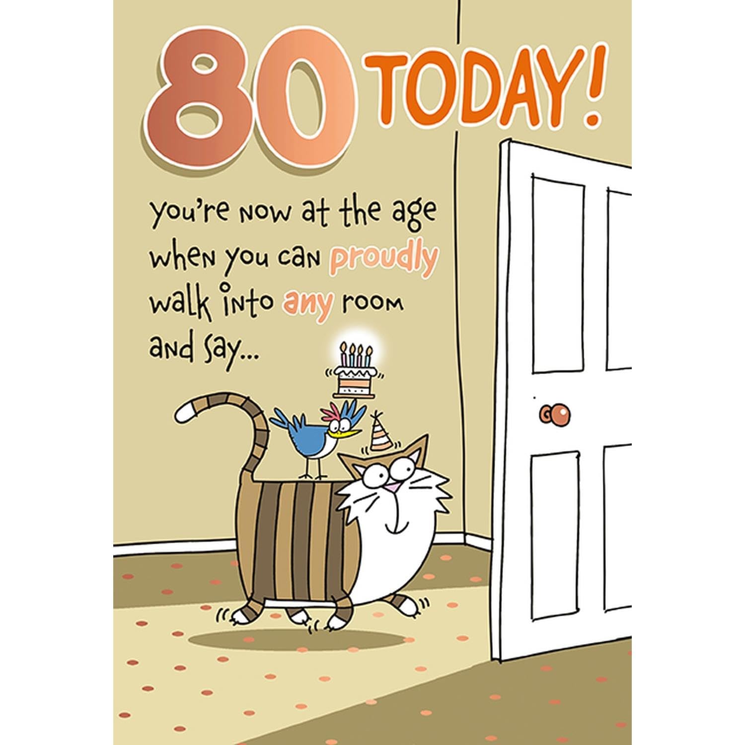 WORDS 'N' WISHES Traditional Age 80 Birthday Card for a Friend, 80th Birthday Card, Multi-Coloured, 23.5 x 16.5 cms