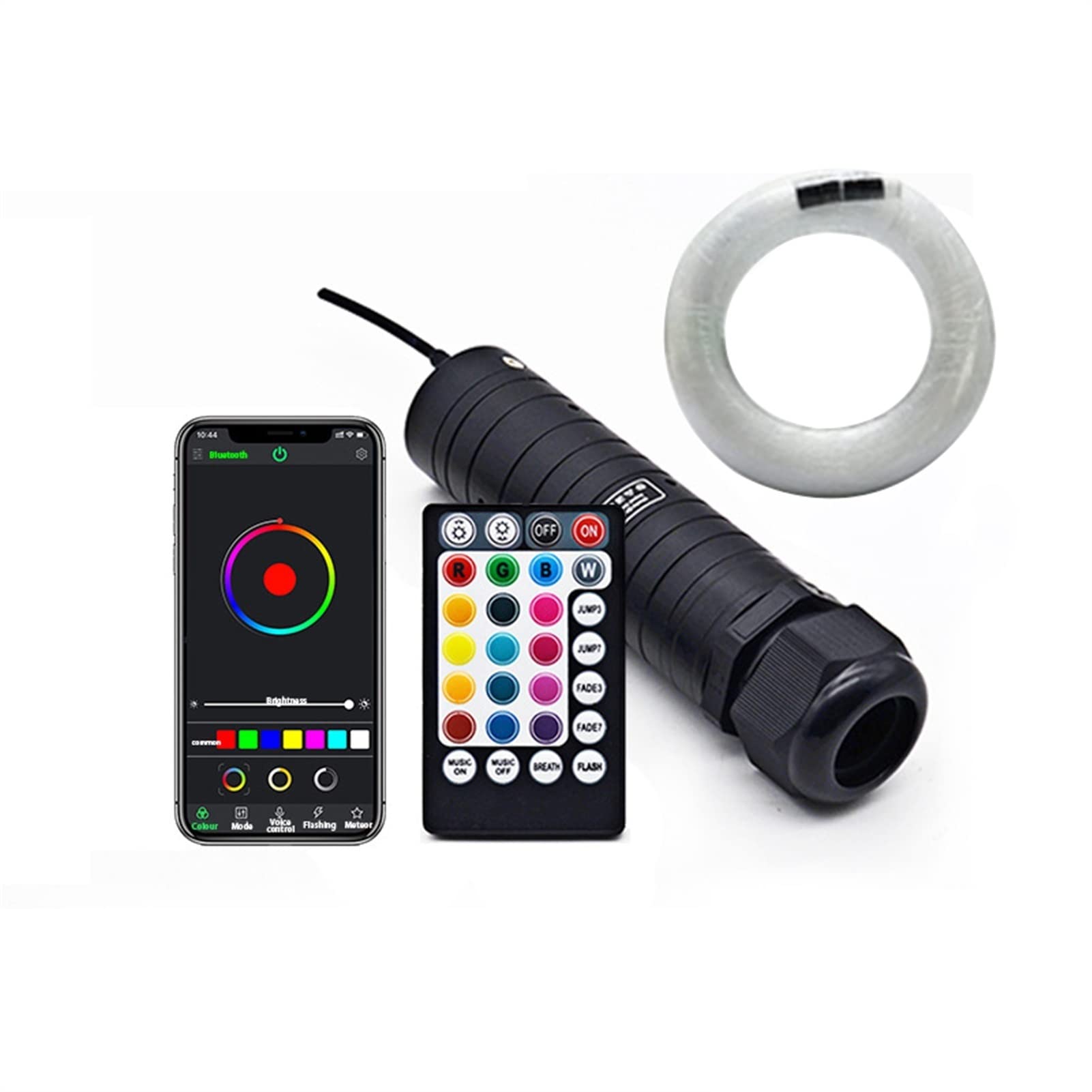 CUDTAPI LED Fiber Optic Light Engine 12V 6W RGB Car Roof Star Light LED Fiber Optic Bluetooth APP Music Control 2M 0.75mm 150~450pc Starry Sky Effect Kit(450pcs 0.75mm 2M)