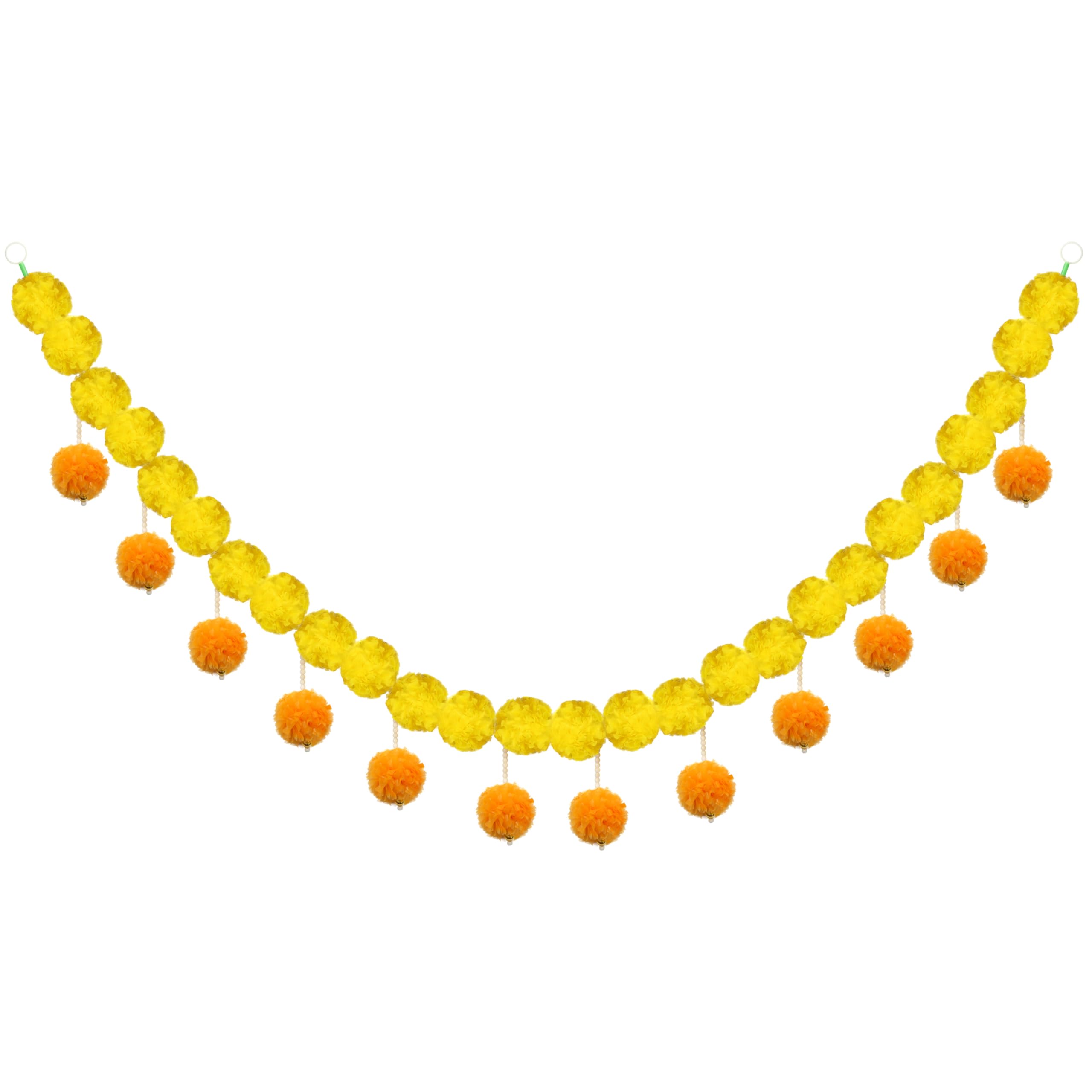 Day of the Dead Marigold Garland, 53 Inch Artificial Orange & Yellow Flower Garland for Día de los Muertos Decorations