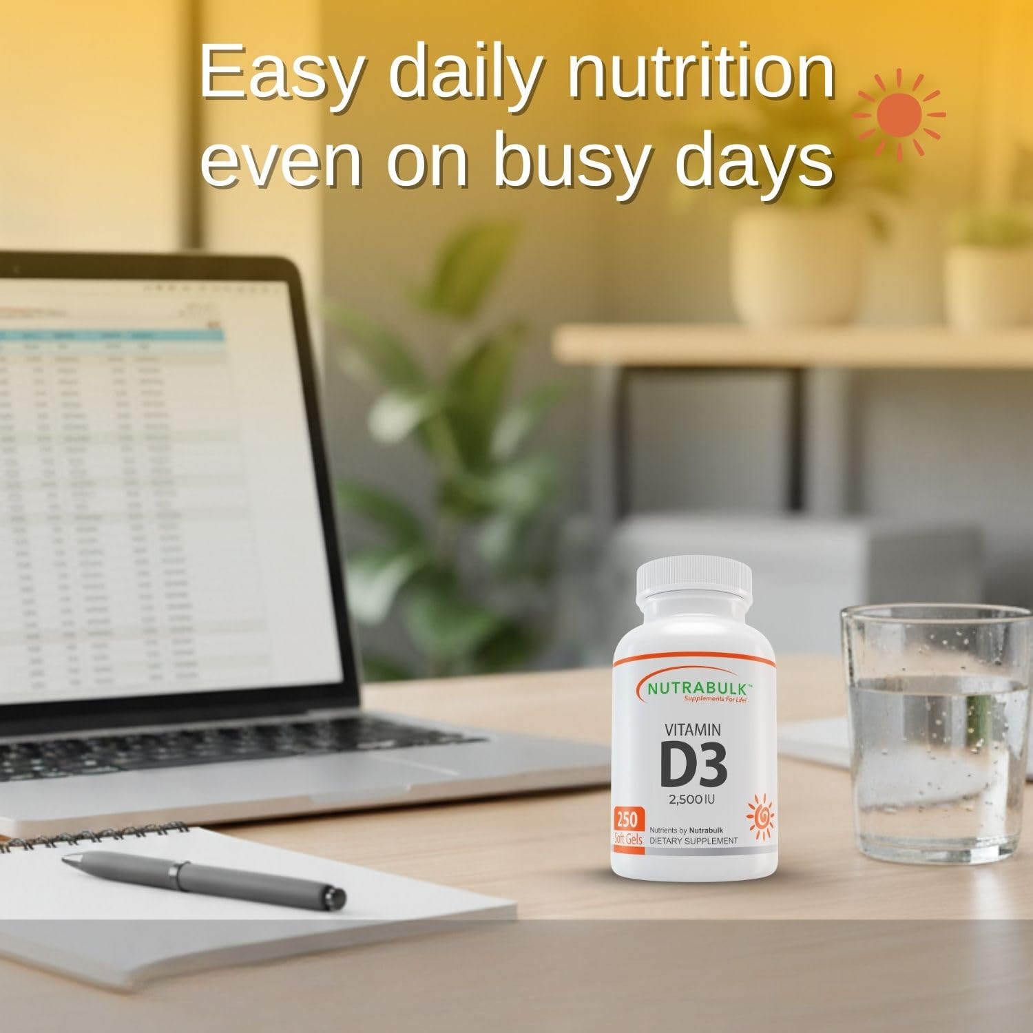 NutraBulk Vitamin D3 2500 IU Softgels - 250 Count - High-Potency Daily Supplement - Non-GMO, Gluten-Free - Made in USA — Amazon image 8
