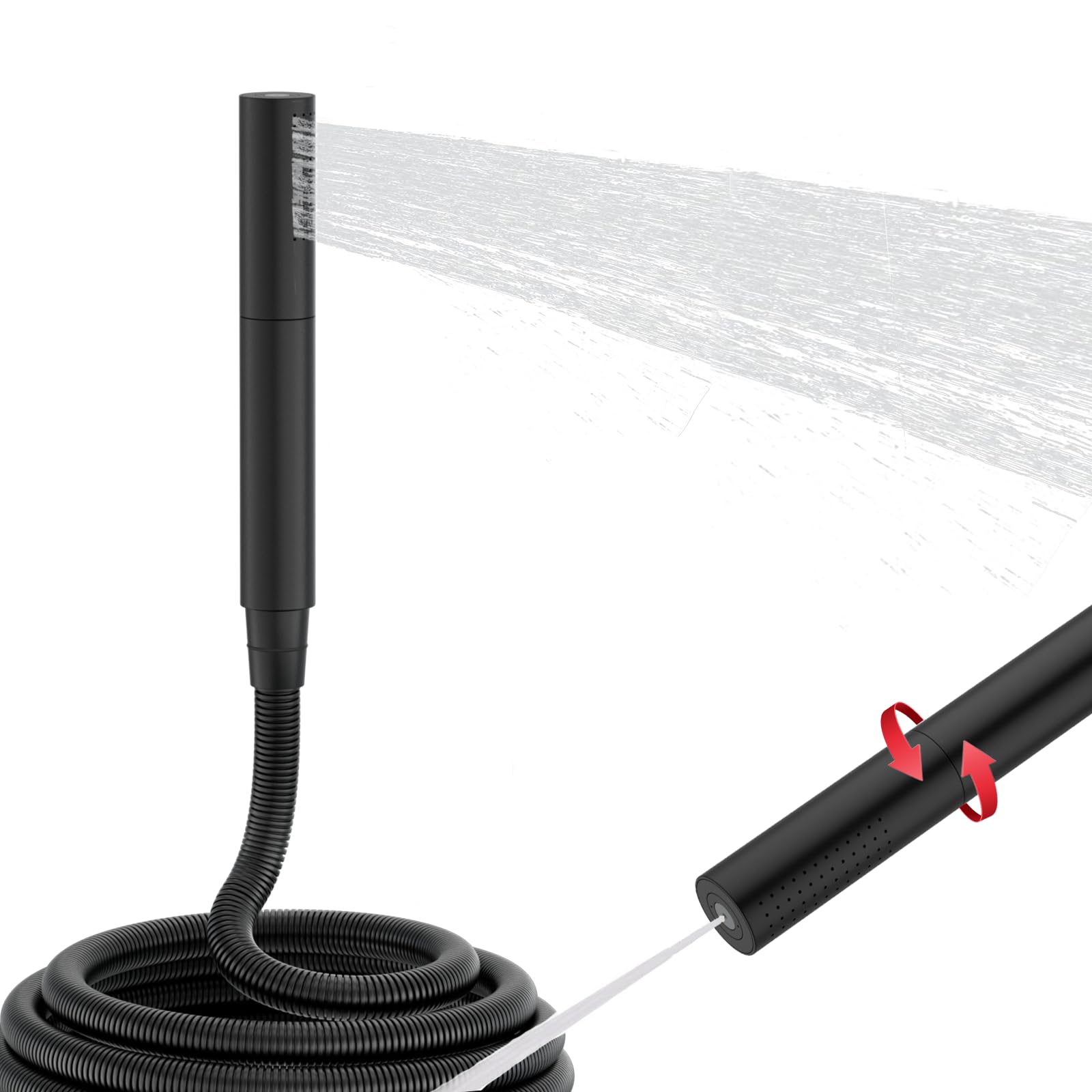 AYIVG Cabezal de ducha de mano de metal con manguera de acero inoxidable de 59 pulgadas, 2 en 1, ducha de mano de alta presión, color negro mate