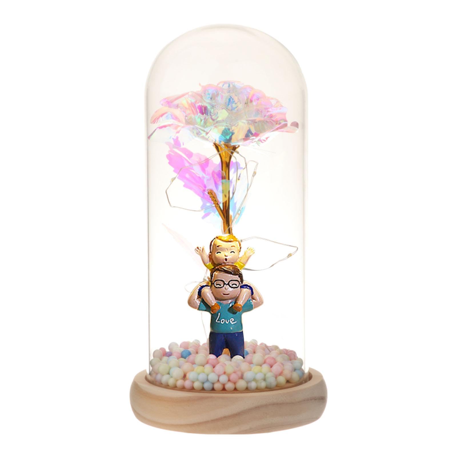 Eternal Rose Flowers Gift Led Lights Preserved Flower for Valentine Day Father Warmlight-image-18