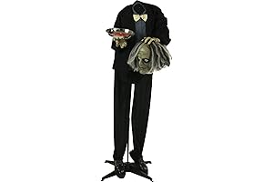 Haunted Hill Farm Life-Size Animated Halloween Butler with Touch-Activated Lights and Sound