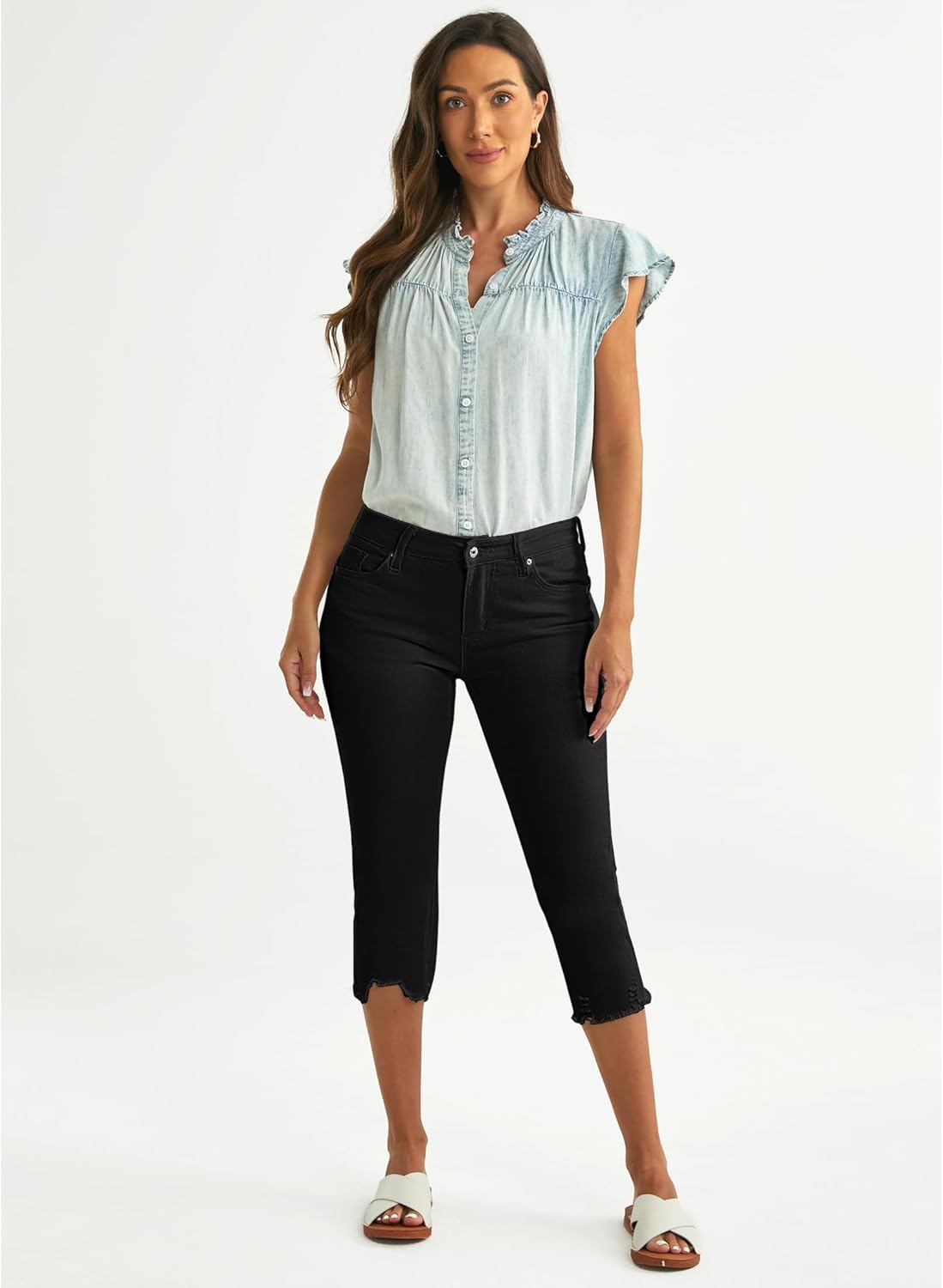 luvamia Jean Capri Pants for Women High Waisted Ripped Skinny Jeans Stretchy Denim Capris Cropped Jeggings with Pockets - Image 8