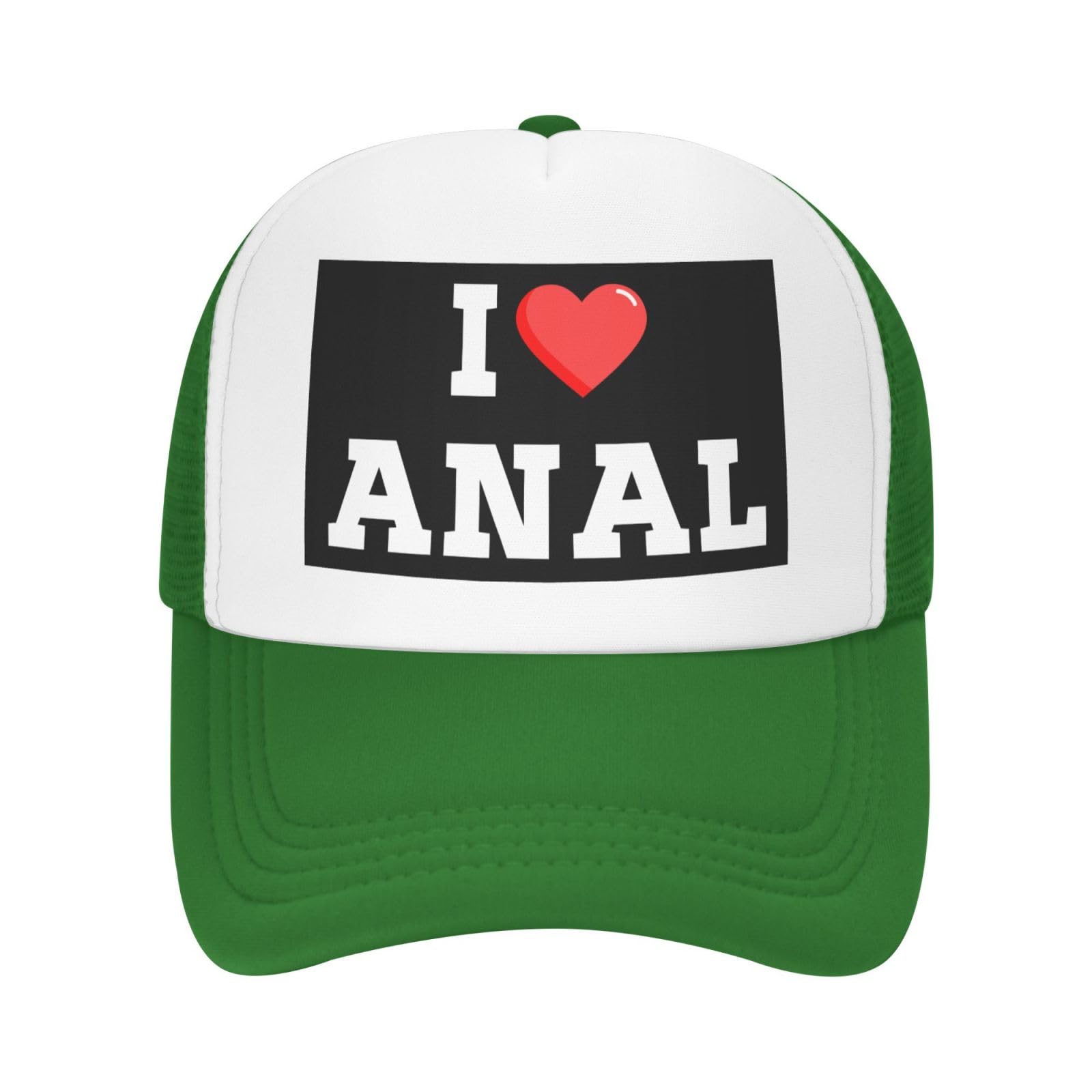 Fwjzdsp Unisex Green I Love Anal Mesh Hat Women Men Trucker Hat Baseball Cap