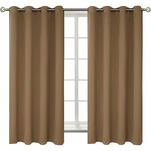 BGment Blackout Curtains for Living Room - Grommet Thermal Insulated Room Darkening Curtains for Bedroom, 2 Panels of 52 x 63 Inch, Taupe