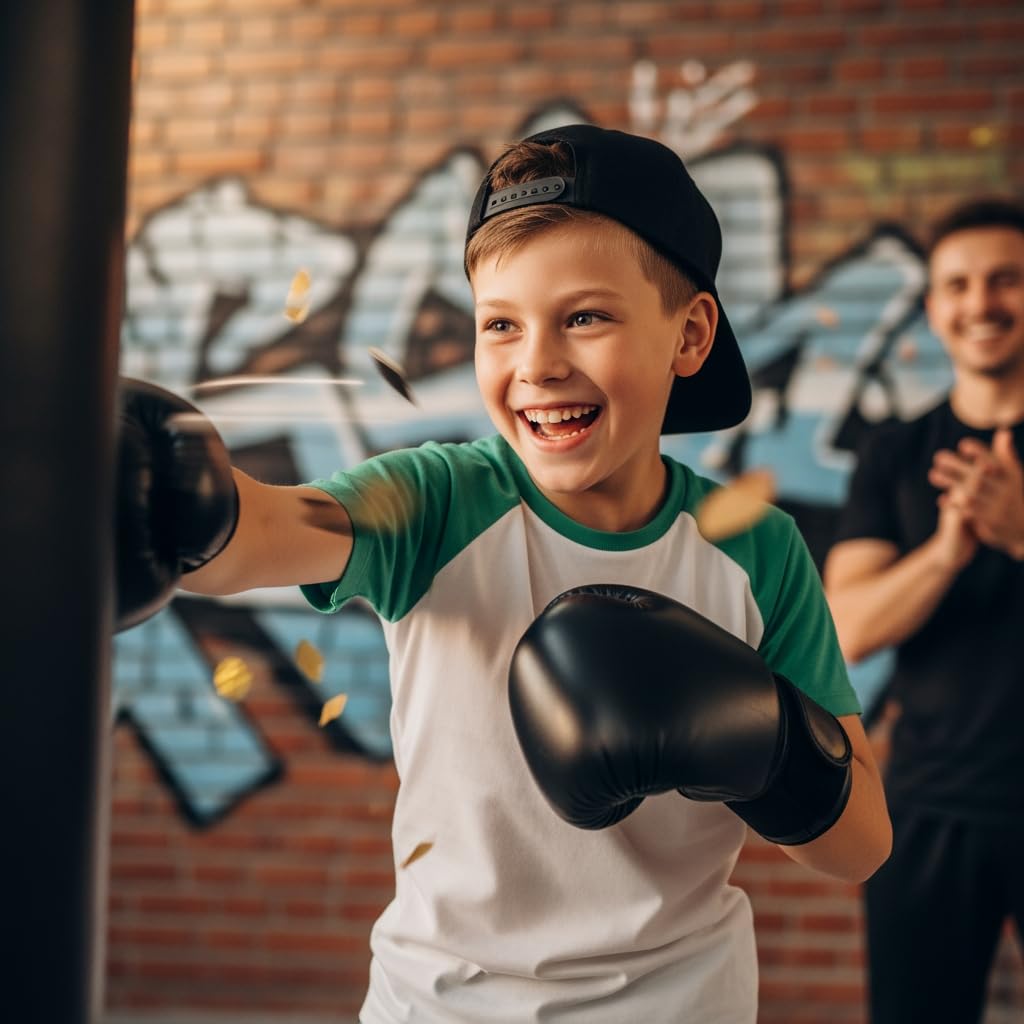 Boxsack Kinder - 5 kg gefüllt hängend - inkl. Boxhandschuhen 4 oz - Boxset Kickboxen Fitness Training