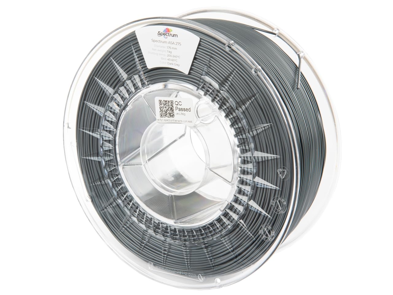 Spectrum Filaments - Filament ASA 275 1.75mm, DARK GREY, 1kg Szpula, Materiały do druku 3D, 3D Printer Printing Materials