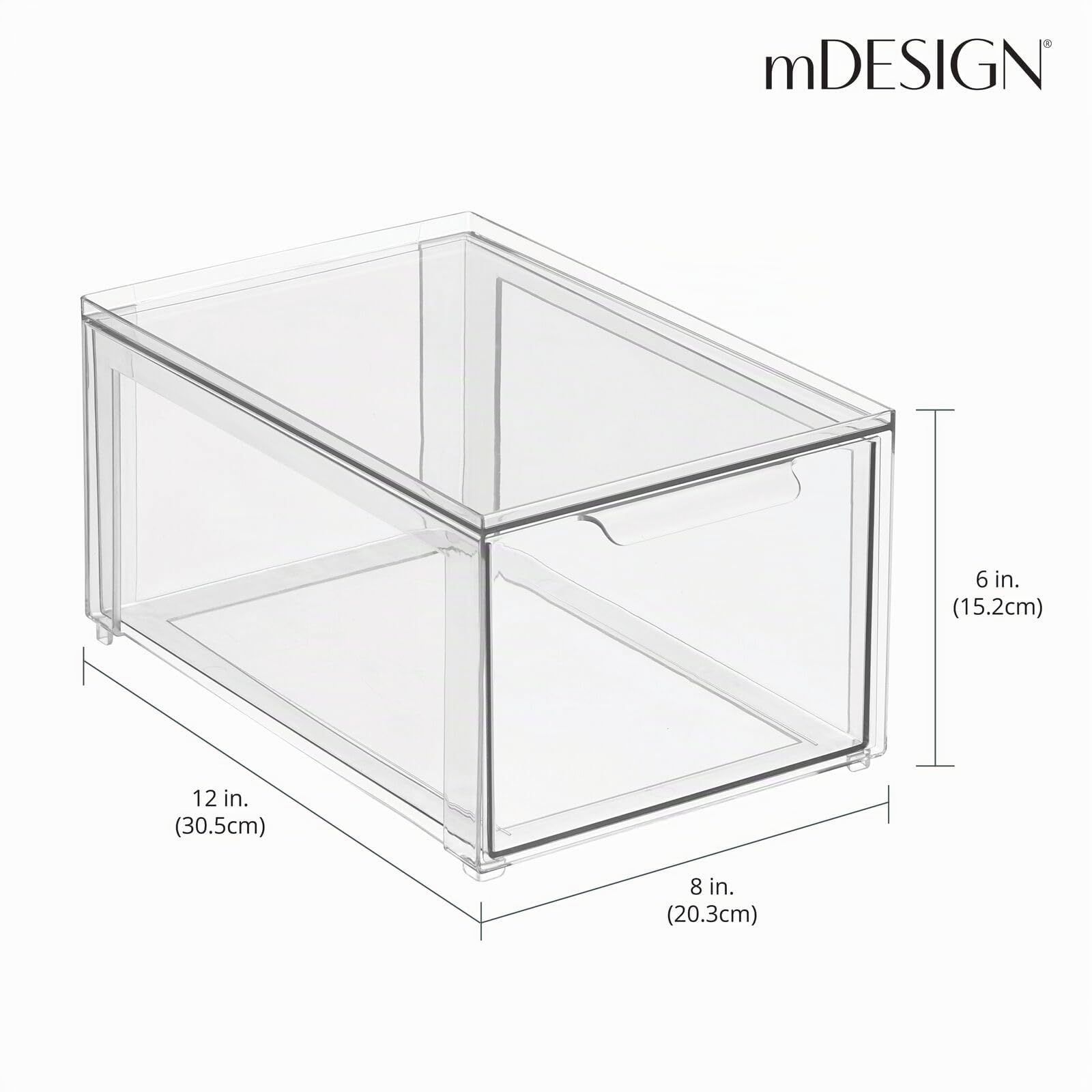 mDesign Aufbewahrungsbox für das Badezimmer – stapelbarer Make-up Organizer aus Kunststoff – praktische Schubladenbox für verschiedene Badartikel – 4er-Set – durchsichtig