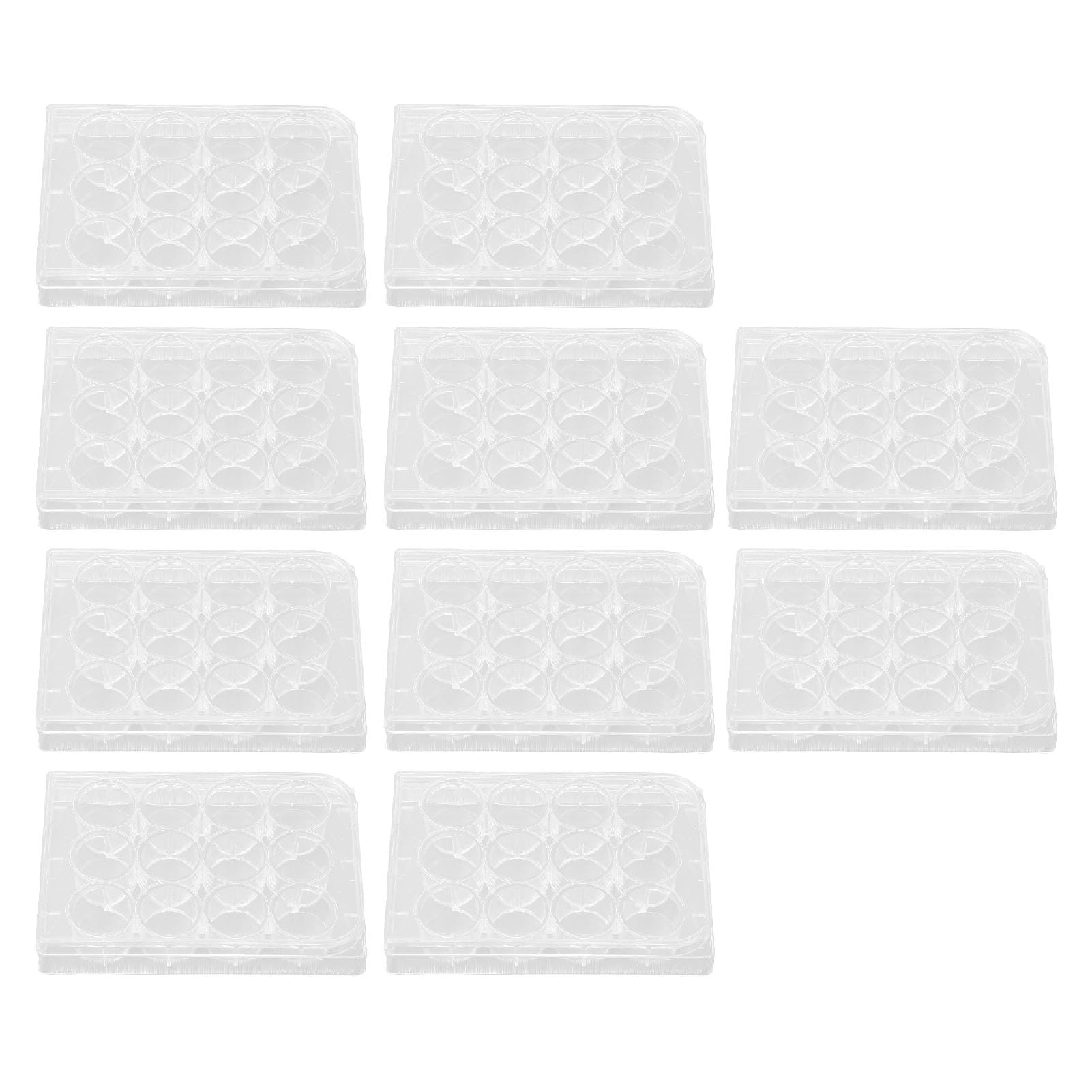 Respicefinem 48 Well Tissue Culture Plate with Lid Flat Bottom High Transparency Polystyrene Cell Culture Plates for Laboratory Biology Room Experiments (12 Holes)